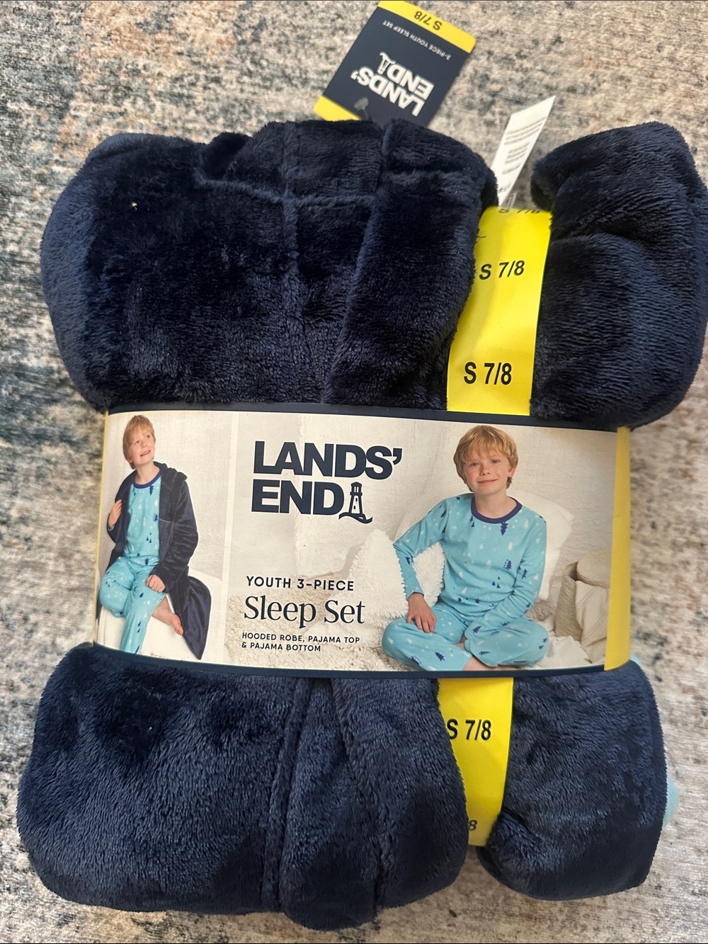 Lands' End Navy Plush 3-Piece Kids Sleep Set
